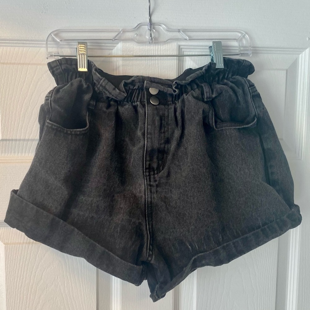 Black Princess Polly Paper Bag Denim Shorts
